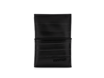 Portafoglio tascabile uomo, piccolo e compatto,verticale, nero, chiusura con elastico con portamonete e portatessere fatto a mano con camere d'aria riciclate, portafoglio vegan, ecologico, eco-friendly, sostenibile, cruelty-free