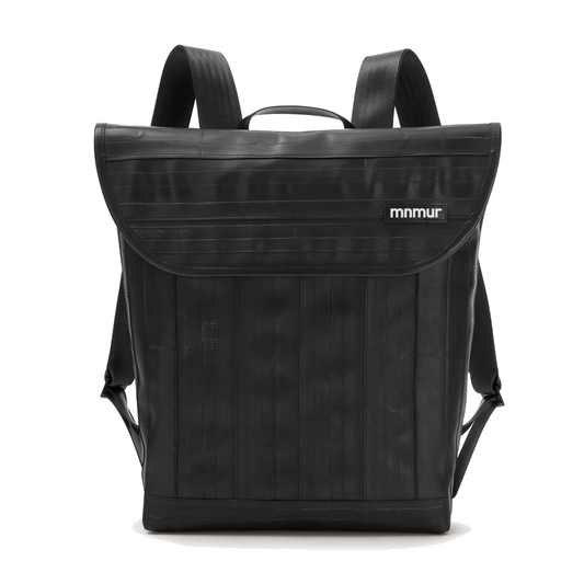 zaino nero riciclato in camera d'aria, zaino vegan da uomo 