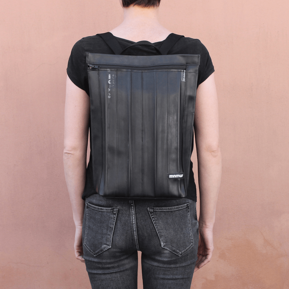 Zaino Donna Vegan Riciclato, Zainetto Nero Camera d'Aria