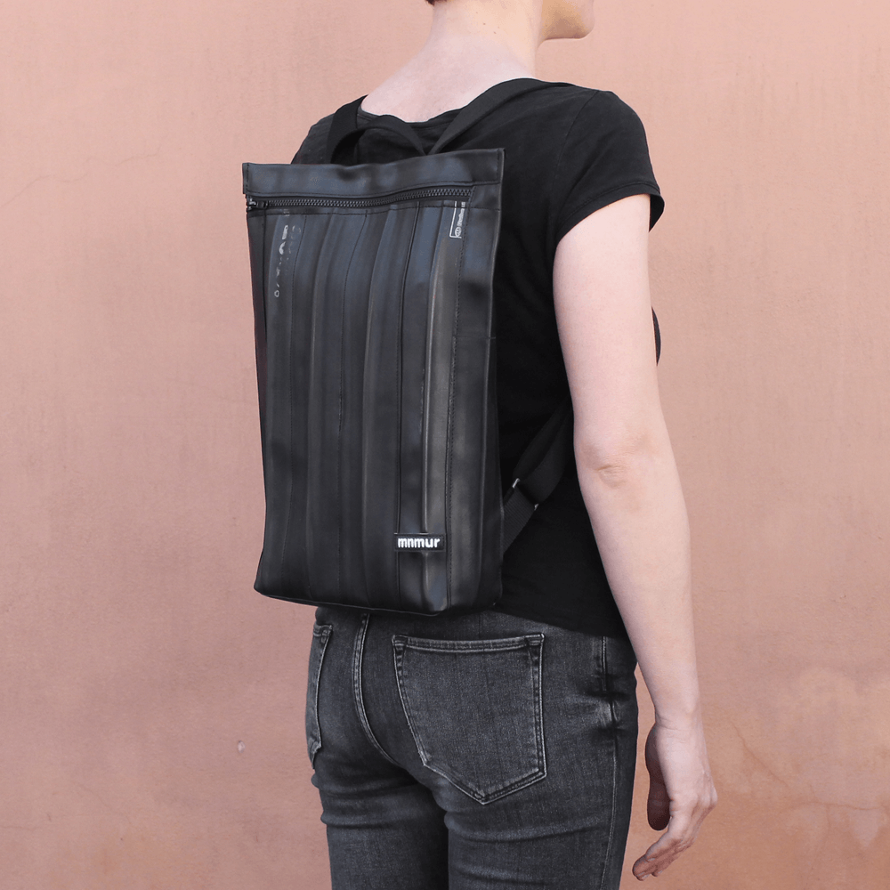 Zaino Donna Vegan Riciclato, Zainetto Nero Camera d'Aria
