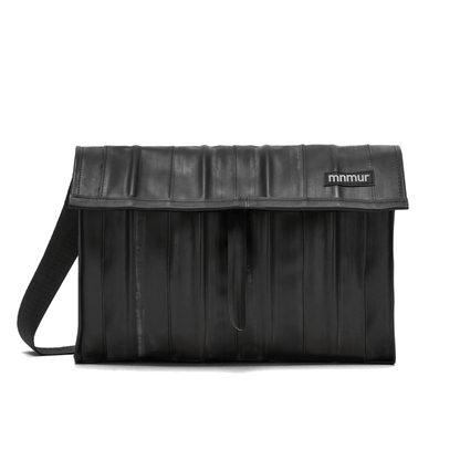 Borsa Tracolla Uomo Camera d'Aria Riciclata, Borsa Vegan Nera Sostenibile Fatta a Mano.